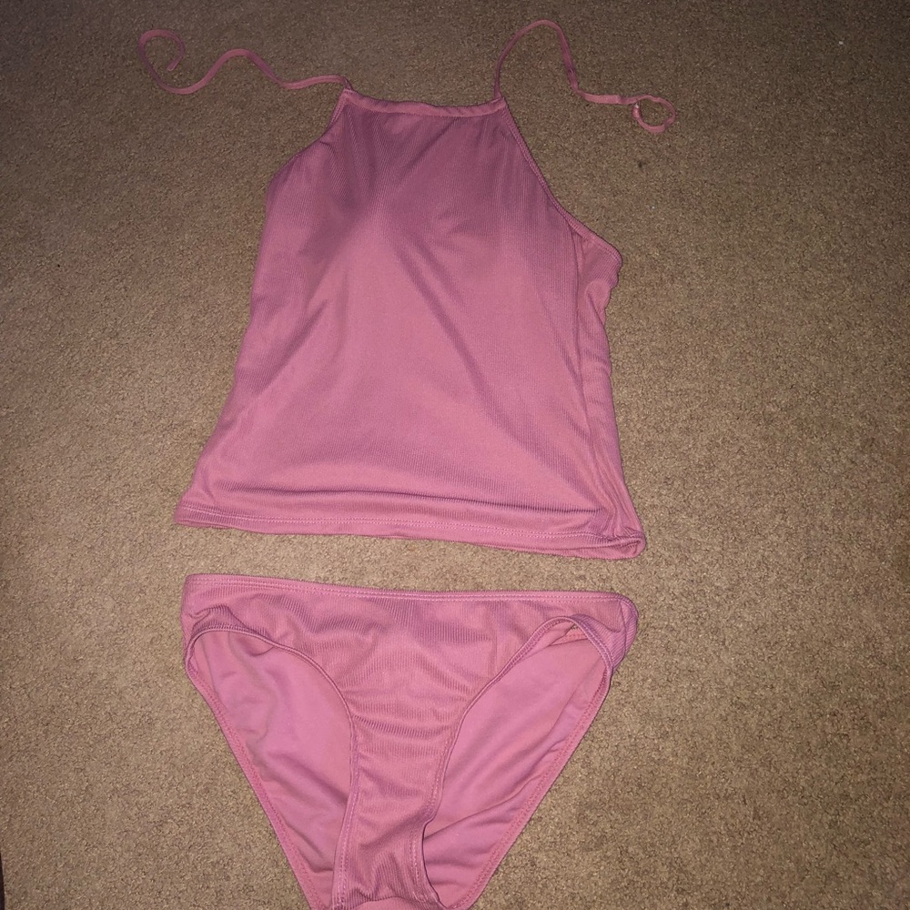 Pink two piece swim suit